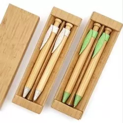 Conjunto Caneta e Lapiseira Bambu Personalizado 